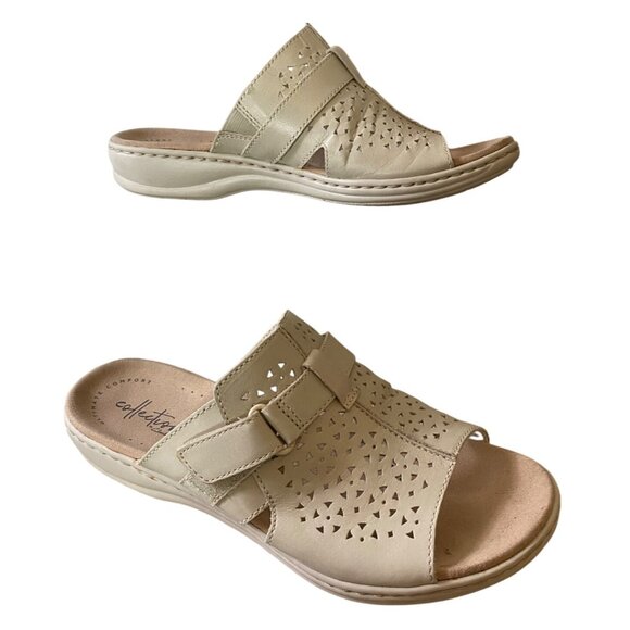 Clarks Collection Womens Beige Slip-On Sandals Leisa Size 8W - Picture 3 of 8